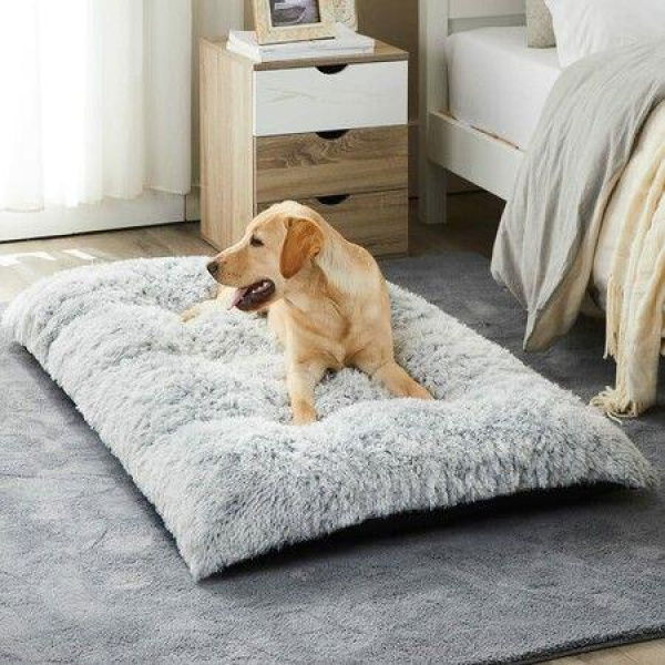 Dog Plush Dog Crate Bed Fluffy Cozy Kennel Pad For Sleeping Washable Dog Mats With Anti-Slip Bottom For Small Dogs (50*6.5*35cm)