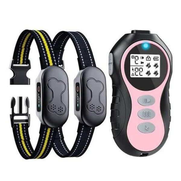 Dog Shock Collar for 2 Dogs: Remote Training Collar with Waterproof, Rechargeable, and 4 Modes (Pink)