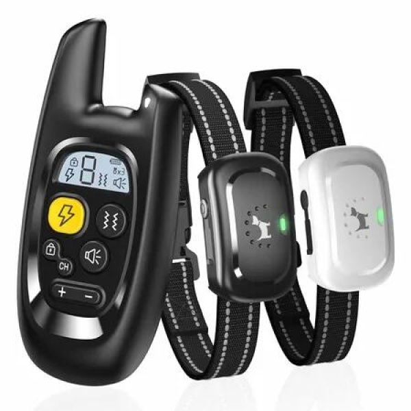 Dog Shock Collar for 2 Dogs Training Collar with Remote,Rechargeable E-Collar Waterproof Collars with Shock-Lock Keypad for Large Medium Small Dogs,Black