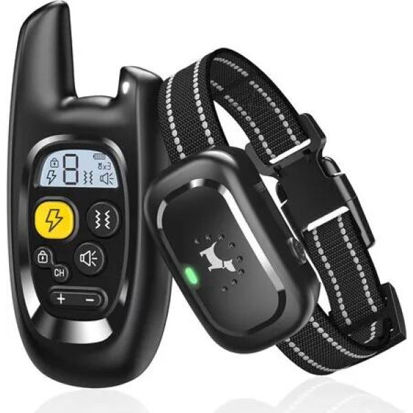 Dog Shock Training Collar with Remote,IPX7 Waterproof Electric Collars with Shock-Lock,Rechargeable E-Collar for Small Medium Large Dogs,Black