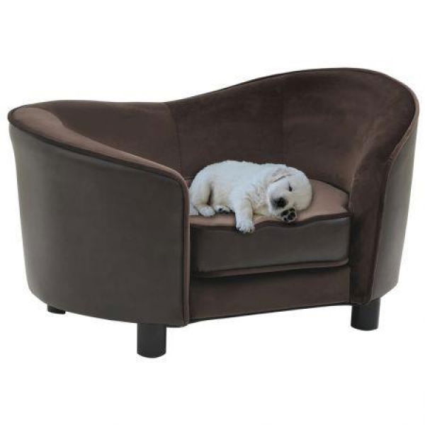 Dog Sofa Brown 69x49x40 Cm Plush And Faux Leather