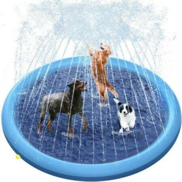 Dog Splash Pad 170cm Anti-Slip Dog Pool Splash Pad For Dogs Kids Water Toys