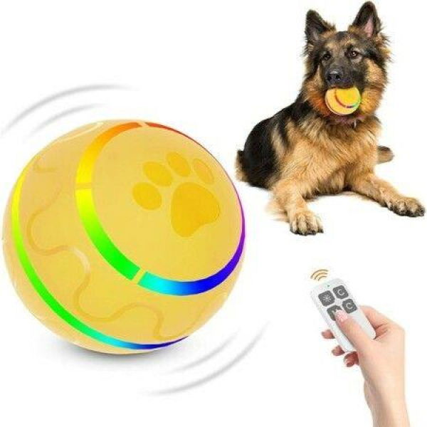 Dog Toy Balls Bounce Interactive Toy For Dogs - Electric Dog Toy - Robust Dog Ball Dog Toy Ball For Large Dogs With LED Lights (Yellow)