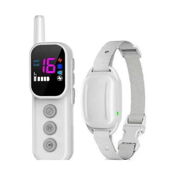 Dog Training Collar Rechargeable Remote Electric Safe Puppy Beep Vibration Humane Shock Small Medium Large Dogs White