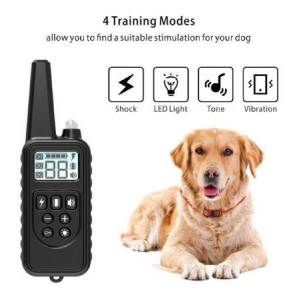 Dog Training Collar With Beep Vibration Shock And Light Training Modes Rechargeable Dog Shock Collar With Long Remote Range Waterproof