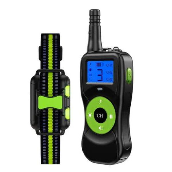 Dog Training Collar with Remote, 4 Training Modes Beep, Shake, Safe Shock, LED Light, Rechargeable IPX7 Waterproof for 1 Dog, Green