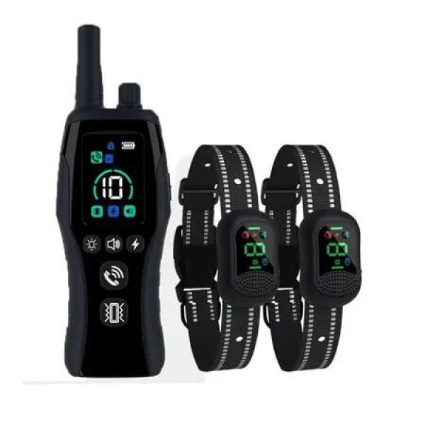 Dog Training Device Voice Electric Shock Collar Intercom 1500 Meters Long Remote Control Artifact Waterproof Anti-Barking Necklace for 2 Dogs