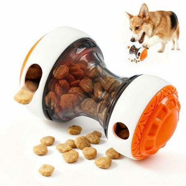 Dog Treat Dispensing Toy,Interactive Puzzle Slow Feeder Toy for Small & Medium Dogs, Mental Enrichment & Training Game Orange