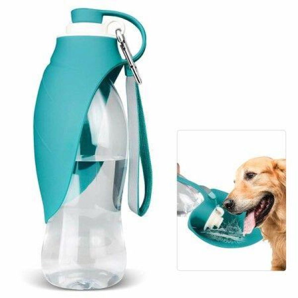 Dog Water Bottle For Walking Feeder Container Portable With Drinking Cup Bowl Col. Blue.