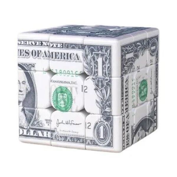 Dollar Cube 3x3 Magic Cube US Dollar Bill Speed Cube Puzzle Toy, 5.6 x 5.6 x5.6 cm