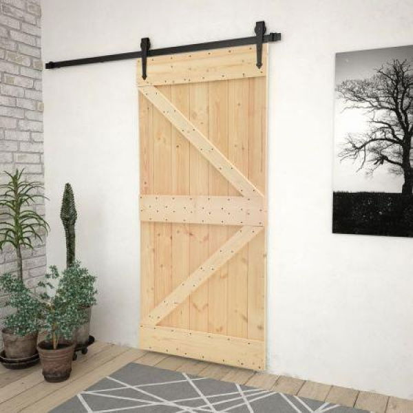 Door 100x210 Cm Solid Pine Wood