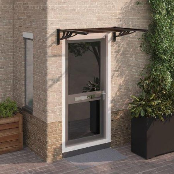 Door Canopy Black 122x90 Cm Polycarbonate