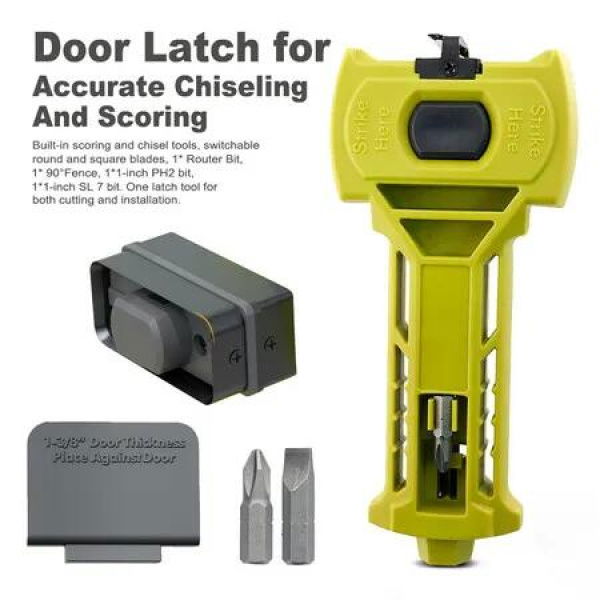Door Latch Kit Door Latch Mortise Tool for Accurate Scoring and Chiseling, Door Installation Kit Fits for Square or Round Latch