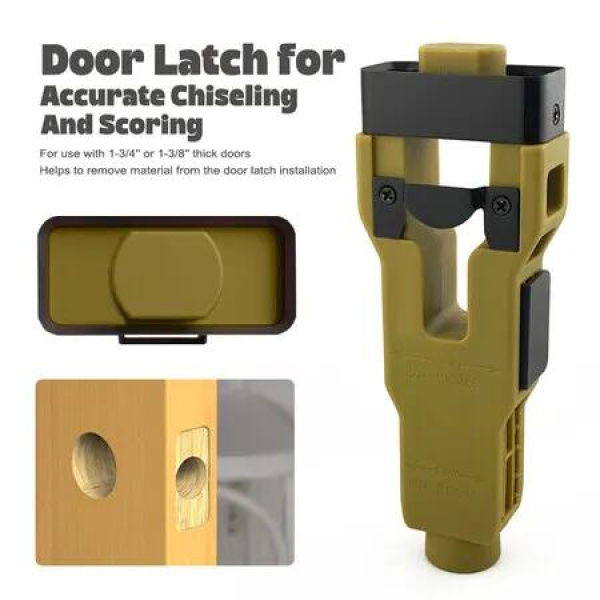 Door Lock Mortise Jig Strike Plate Template Adjustable Faceplate Router Guide Flush Mounting Chisel Fixture Self-Centering Latch Bore Cutter(Green)