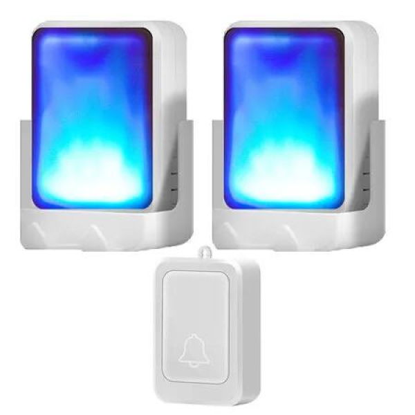 Doorbell with 7 Bright Light Colors and 4 Volumes, 600ft Wireless Doorbells, Home/Office, Suitable for Elderly, 1 Transmitter,White