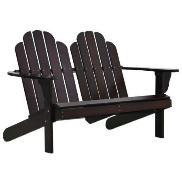 Double Adirondack Chair Wood Brown