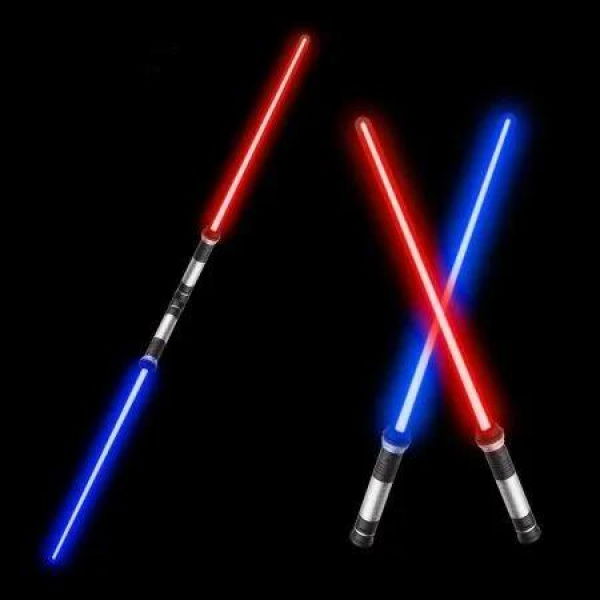 Double Bladed Laser Sword Light Saber Toy for Kids with Motion Sounds 7 Colour Changing 26 Inch Party Set 2 Pack