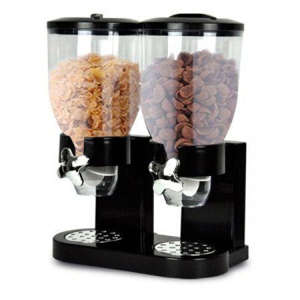 Double Cereal Dispenser Dry Food Black