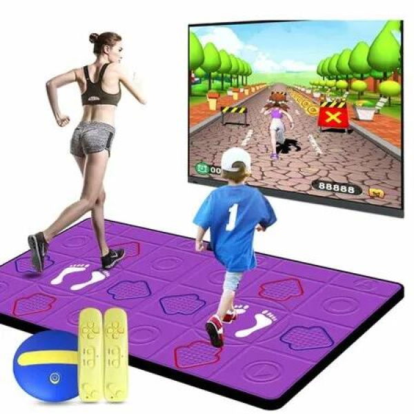 Double Dance PU Mat 11MM Thickness Wireless DUO Music Dance Mat Dual Handles Running Game Mat HDMI TV Birthday Christmas Gift