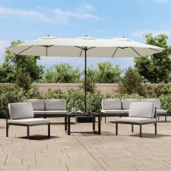 Double-Head Parasol Sand White 449x245 Cm