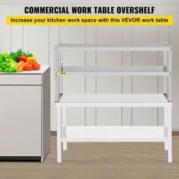 Double Overshelf Stainless Steel Overshelf 1220mmx300mm Kitchen Table