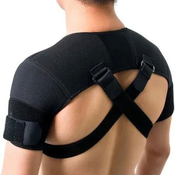 Double Shoulder Support Brace Strap, Corrector Back Lumbar Support Posture Belt, Adjustable Bandage Cross Compression for Back Relief, Size L