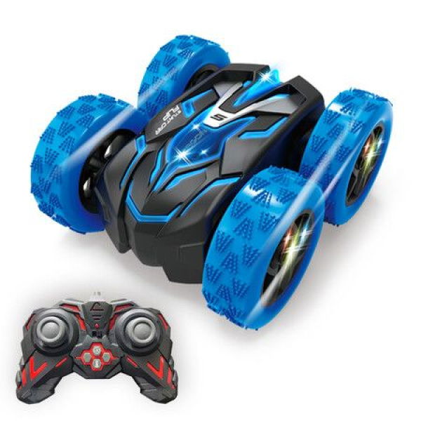 Double-sided RC Stunt Car 360 Rotating 2.4GHz Indoor/Outdoor All-Terrain Rechargeable Electric Toy Cars Gifts For Girls Boys Kids And Adults - Blue.