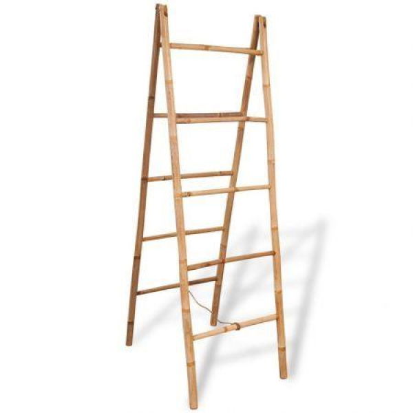 Double Towel Ladder With 5 Rungs Bamboo 50x160 Cm