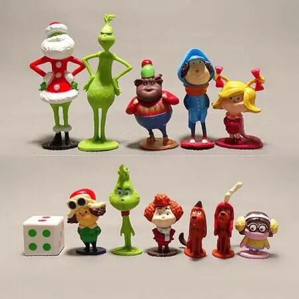 Dr Seuss Whoville Playset 12Pc Cindy Lou Who Max Collectible Christmas Figures Family Gift Toys for Kids Festive Roleplay