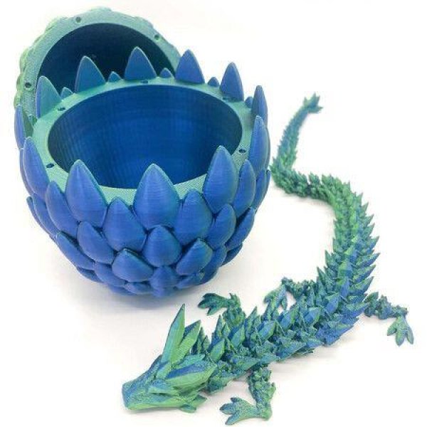 Dragon Egg,Red Mix Gold,Surprise Egg Toy with Flexible Dragon,3D Printed Gift,Articulated Dragon Egg Fidget Toy (Green and Blue,12
