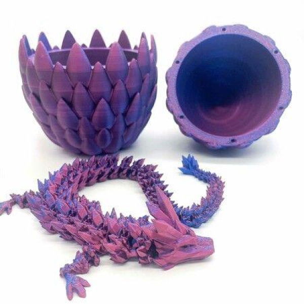 Dragon Egg,Red Mix Gold,Surprise Egg Toy with Flexible Dragon,3D Printed Gift,Articulated Dragon Egg Fidget Toy (Purple,12