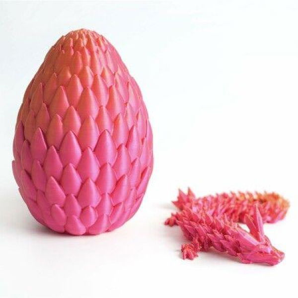 Dragon Egg,Red Mix Gold,Surprise Egg Toy with Flexible Dragon,3D Printed Gift,Articulated Dragon Egg Fidget Toy (Red and Gold,12