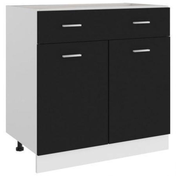Drawer Bottom Cabinet Black 80x46x81.5 Cm Chipboard.