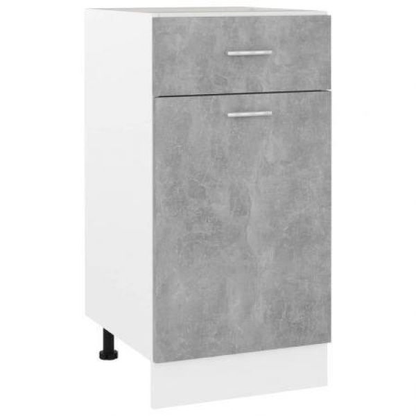 Drawer Bottom Cabinet Concrete Grey 40x46x81.5 Cm Chipboard.