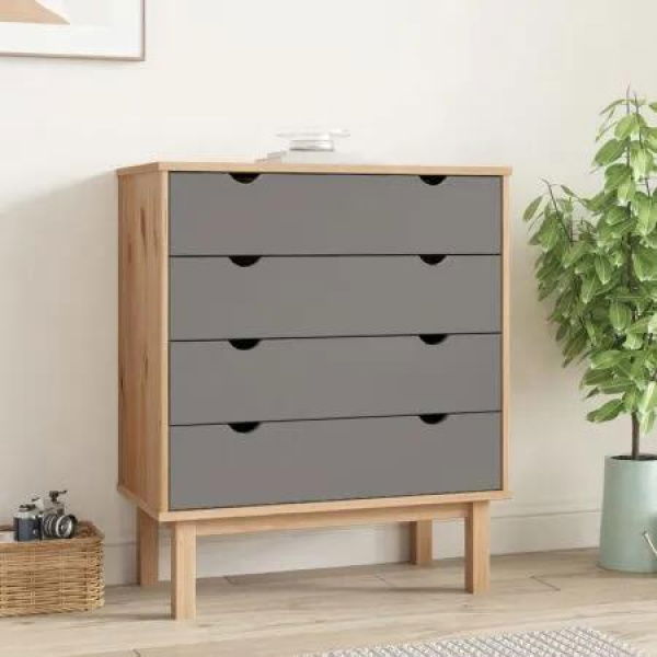 Drawer Cabinet OTTA Brown&Grey 76.5x39.5x90cm Solid Wood Pine