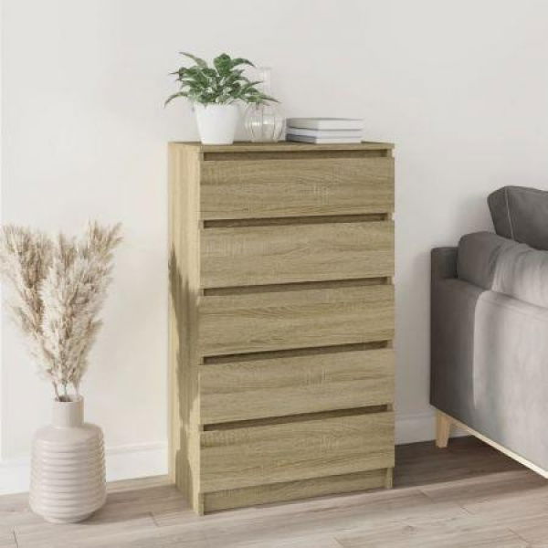 Drawer Cabinet Sonoma Oak 60x36x103 Cm Engineered Wood