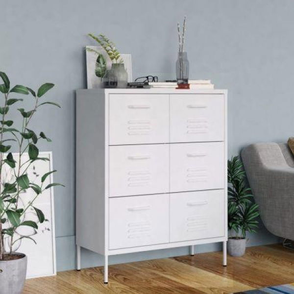 Drawer Cabinet White 80x35x101.5 Cm Steel