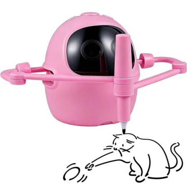 Drawing Robot Toys Painting Kit for Kids, Electronic Learning Toys with Intelligent Sensing 100 Cards, Interactive Painting Toy Set Pink