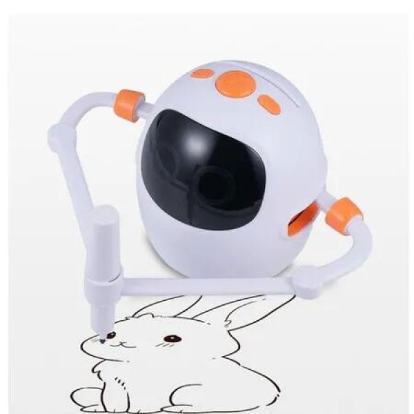 Drawing Robot Toys Painting Kit for Kids, Electronic Learning Toys with Intelligent Sensing 100 Cards, Interactive Painting Toy Set White