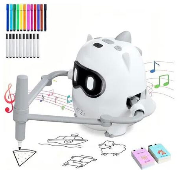 Drawing Robot with 100 Cards, Interactive Educational Drawing Machine, Montessori Educational Painting Toy, Ideal Birthday Gifts for Boys Girls