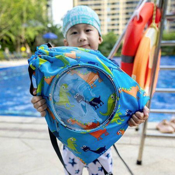 Drawstring Gym Backpack Swim Bag Yoga Bags Waterproof Drawstring Sackpack Beach Sport For Girls Boys Swimming (Blue)