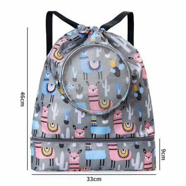 Drawstring Gym Backpack Swim Bag Yoga Bags Waterproof Drawstring Sackpack Beach Sport For Girls Boys Swimming (Gray)