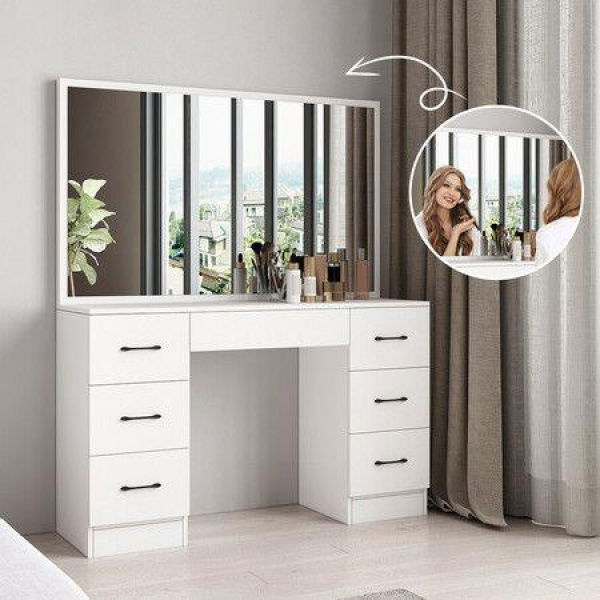 Dressing Table Set with Mirror Makeup Dresser Vanity Modern Home Furniture