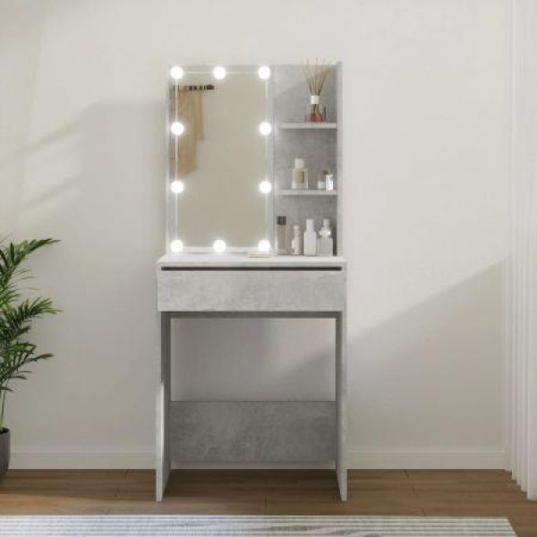 Dressing Table With LED Concrete Grey 60x40x140 Cm