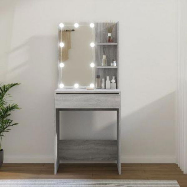 Dressing Table With LED Grey Sonoma 60x40x140 Cm