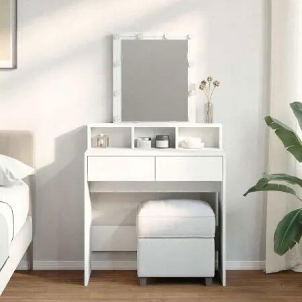 Dressing Table with LED White 80x41x144.5 cm
