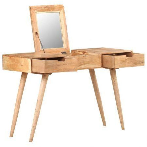 Dressing Table With Mirror 112x45x76 Cm Solid Acacia Wood