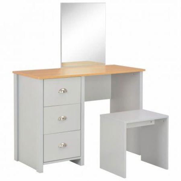 Dressing Table With Mirror And Stool Grey 104x45x131 Cm