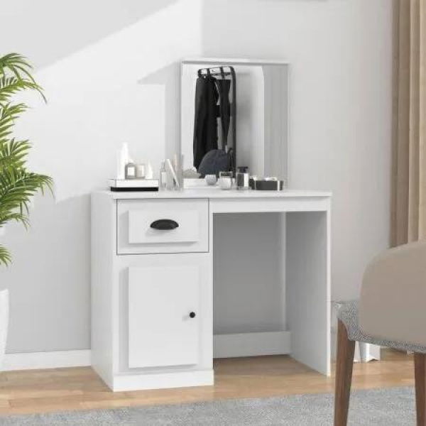 Dressing Table with Mirror White 90x50x132.5 cm Engineered Wood