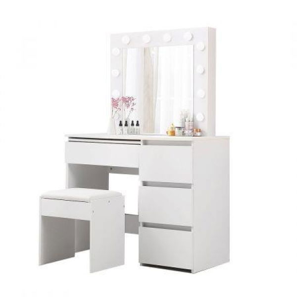 Dressing Tale and Stool with LED Light in White Colour